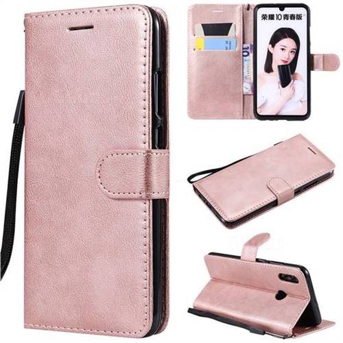 Retro Greek Classic Smooth PU Leather Wallet Phone Case for Huawei P Smart (2019) - Rose Gold