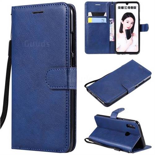 Retro Greek Classic Smooth PU Leather Wallet Phone Case for Huawei P Smart (2019) - Blue