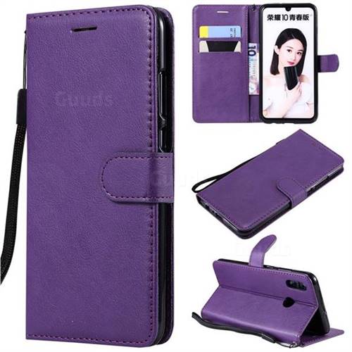 Retro Greek Classic Smooth PU Leather Wallet Phone Case for Huawei P Smart (2019) - Purple