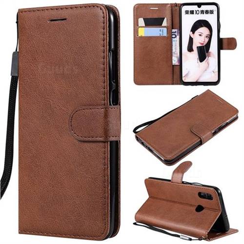 Retro Greek Classic Smooth PU Leather Wallet Phone Case for Huawei P Smart (2019) - Brown