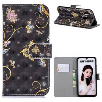 Black Butterfly 3D Painted Leather Phone Wallet Case for Huawei P Smart (2019)