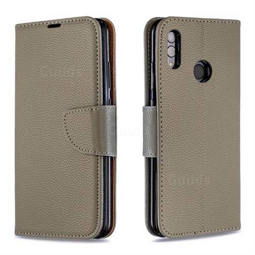 Classic Luxury Litchi Leather Phone Wallet Case for Huawei P Smart (2019) - Gray