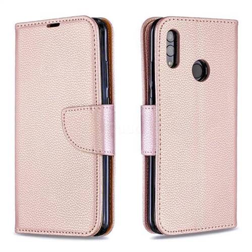 Classic Luxury Litchi Leather Phone Wallet Case for Huawei P Smart (2019) - Golden