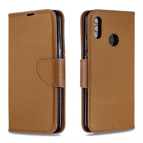 Classic Luxury Litchi Leather Phone Wallet Case for Huawei P Smart (2019) - Brown