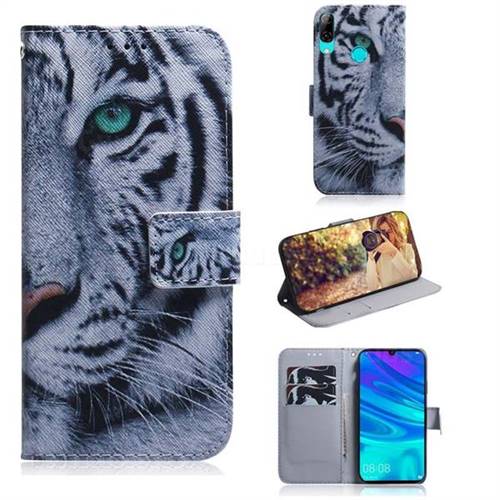 White Tiger PU Leather Wallet Case for Huawei P Smart (2019)