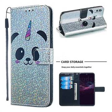 Panda Unicorn Sequins Painted Leather Wallet Case for Huawei P Smart (2019)