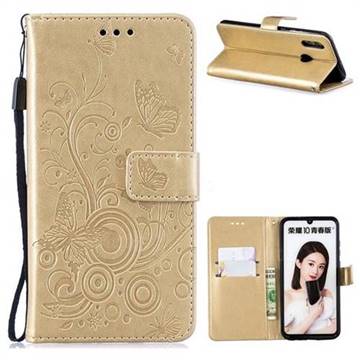 Intricate Embossing Butterfly Circle Leather Wallet Case for Huawei P Smart (2019) - Champagne