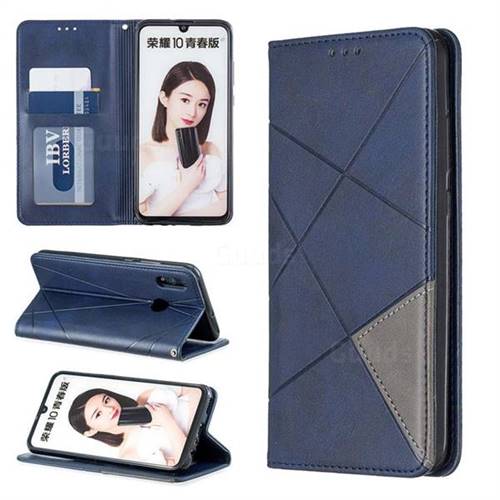 Prismatic Slim Magnetic Sucking Stitching Wallet Flip Cover for Huawei P Smart (2019) - Blue