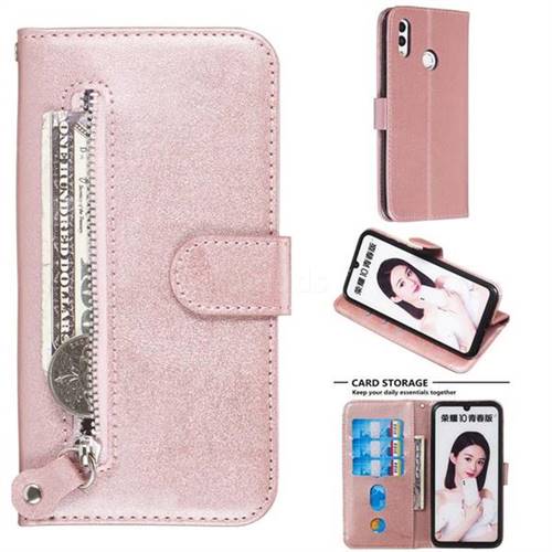Retro Luxury Zipper Leather Phone Wallet Case for Huawei P Smart (2019) - Pink