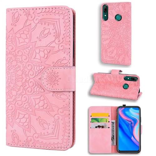 Retro Embossing Mandala Flower Leather Wallet Case for Huawei P Smart (2019) - Pink