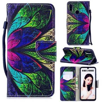 Colorful Leaves Leather Wallet Case for Huawei P Smart (2019)