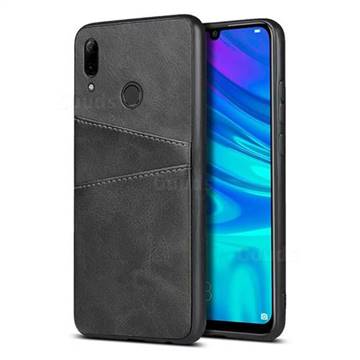 Simple Calf Card Slots Mobile Phone Back Cover for Huawei P Smart (2019) - Black