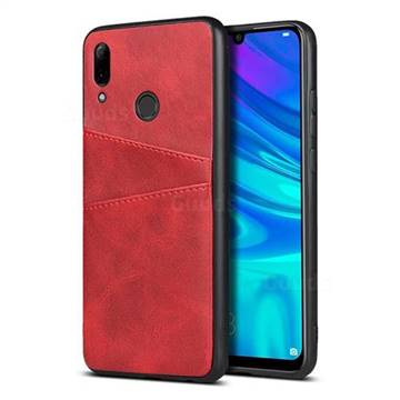 Simple Calf Card Slots Mobile Phone Back Cover for Huawei P Smart (2019) - Red