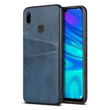 Simple Calf Card Slots Mobile Phone Back Cover for Huawei P Smart (2019) - Blue