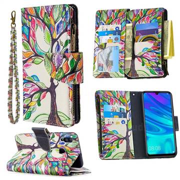 The Tree of Life Binfen Color BF03 Retro Zipper Leather Wallet Phone Case for Huawei P Smart (2019)