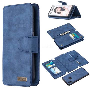 Binfen Color BF07 Frosted Zipper Bag Multifunction Leather Phone Wallet for Huawei P Smart (2019) - Blue