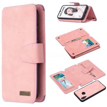 Binfen Color BF07 Frosted Zipper Bag Multifunction Leather Phone Wallet for Huawei P Smart (2019) - Pink