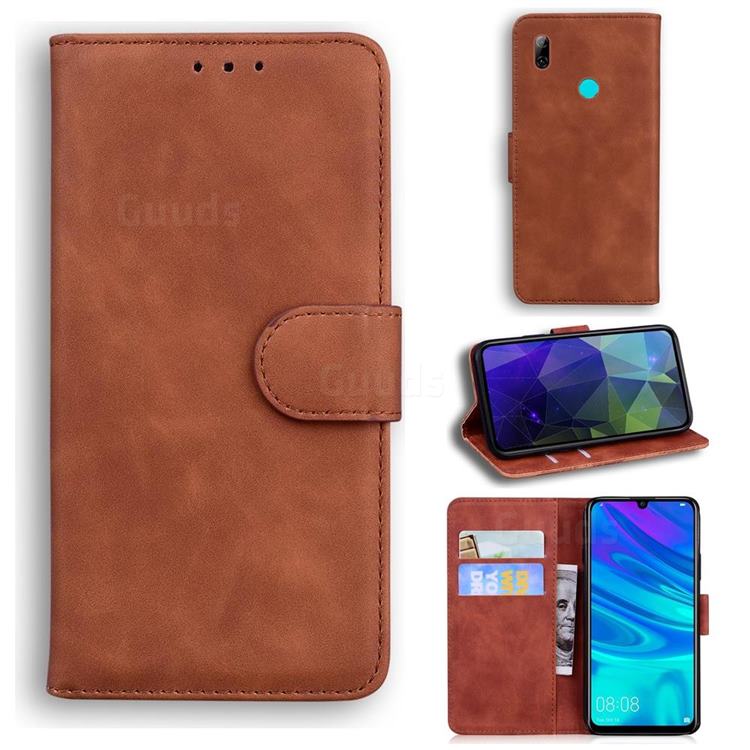 Retro Classic Skin Feel Leather Wallet Phone Case for Huawei P Smart (2019) - Brown