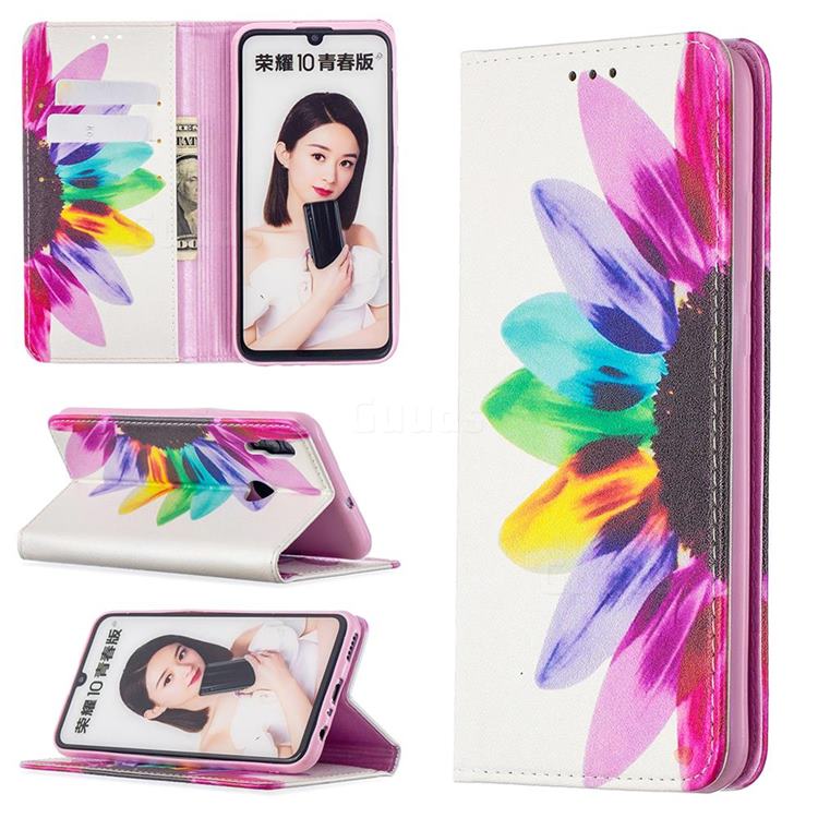 Sun Flower Slim Magnetic Attraction Wallet Flip Cover for Huawei P Smart (2019)