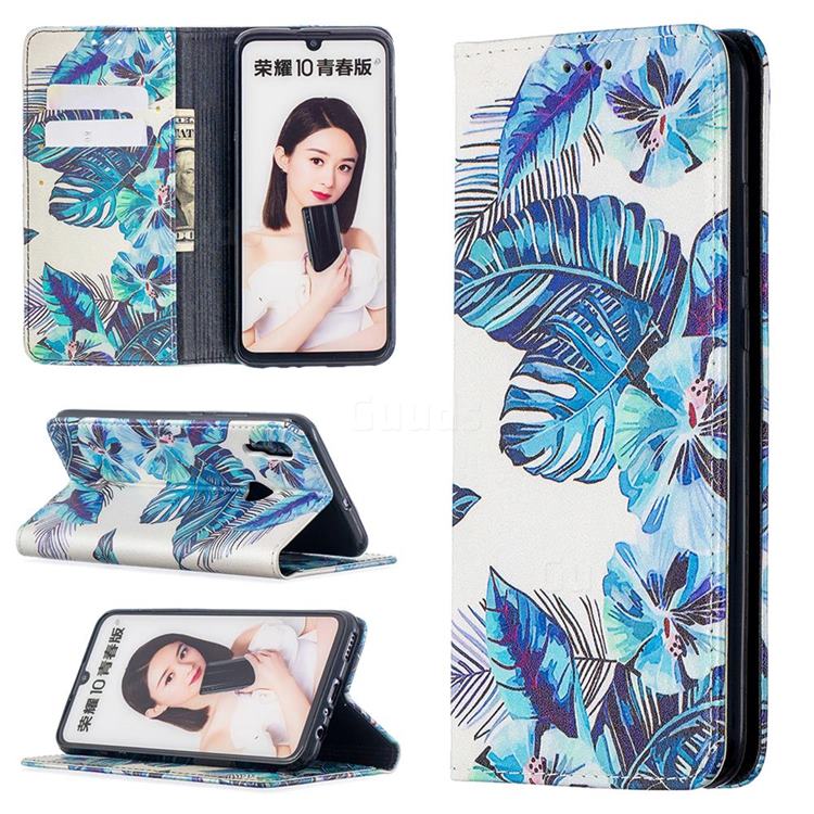 Blue Leaf Slim Magnetic Attraction Wallet Flip Cover for Huawei P Smart (2019)