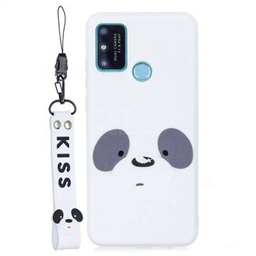 White Feather Panda Soft Kiss Candy Hand Strap Silicone Case for Huawei P Smart (2020)