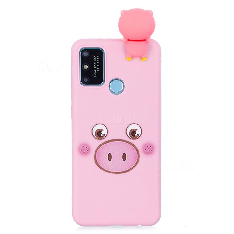 Small Pink Pig Soft 3D Climbing Doll Soft Case for Huawei P Smart (2020)