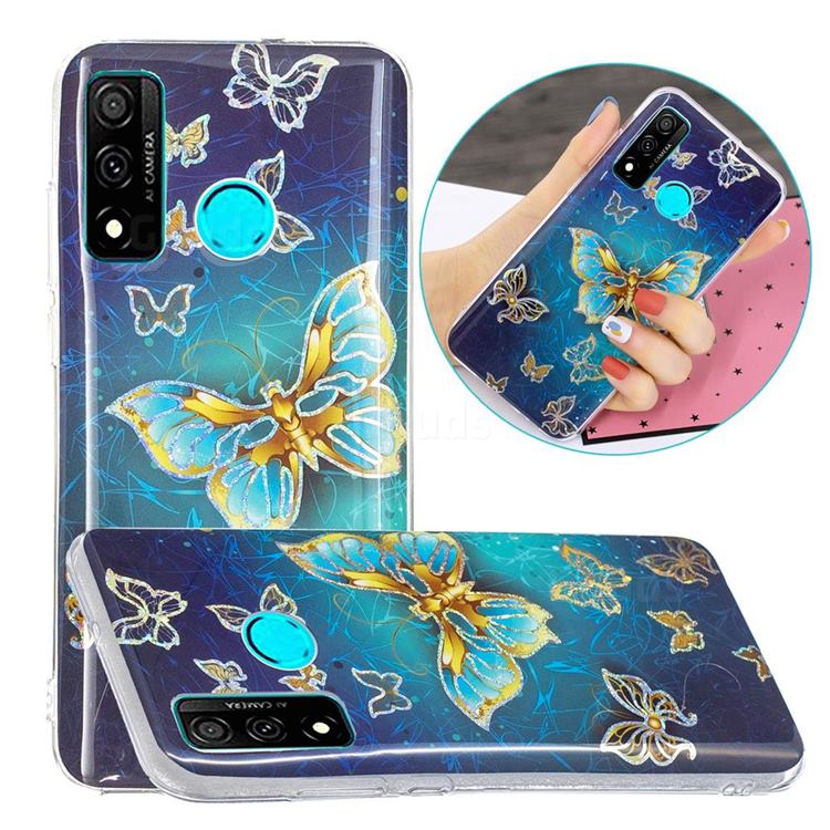 Golden Butterfly Painted Galvanized Electroplating Soft Phone Case Cover for Huawei P Smart (2020)