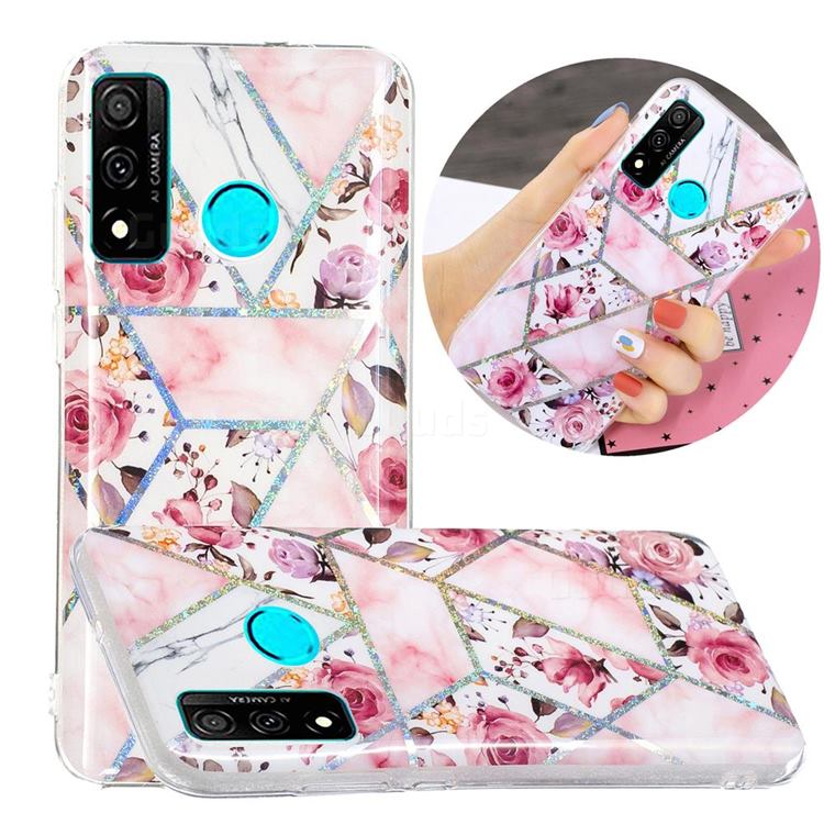 Rose Flower Painted Galvanized Electroplating Soft Phone Case Cover for Huawei P Smart (2020)