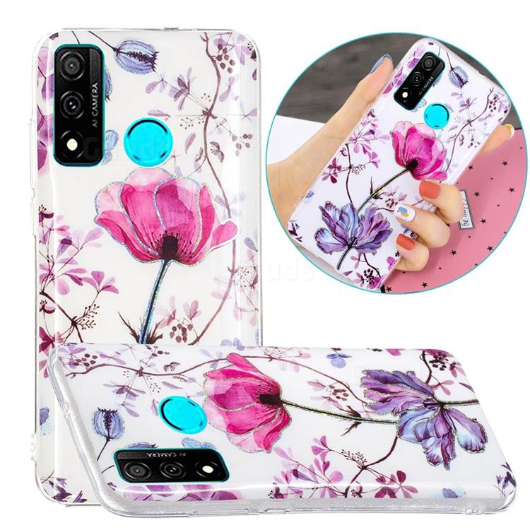 Magnolia Painted Galvanized Electroplating Soft Phone Case Cover for Huawei P Smart (2020)