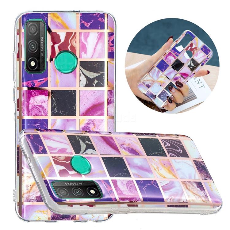 Square Puzzle Painted Marble Electroplating Protective Case for Huawei P Smart (2020)