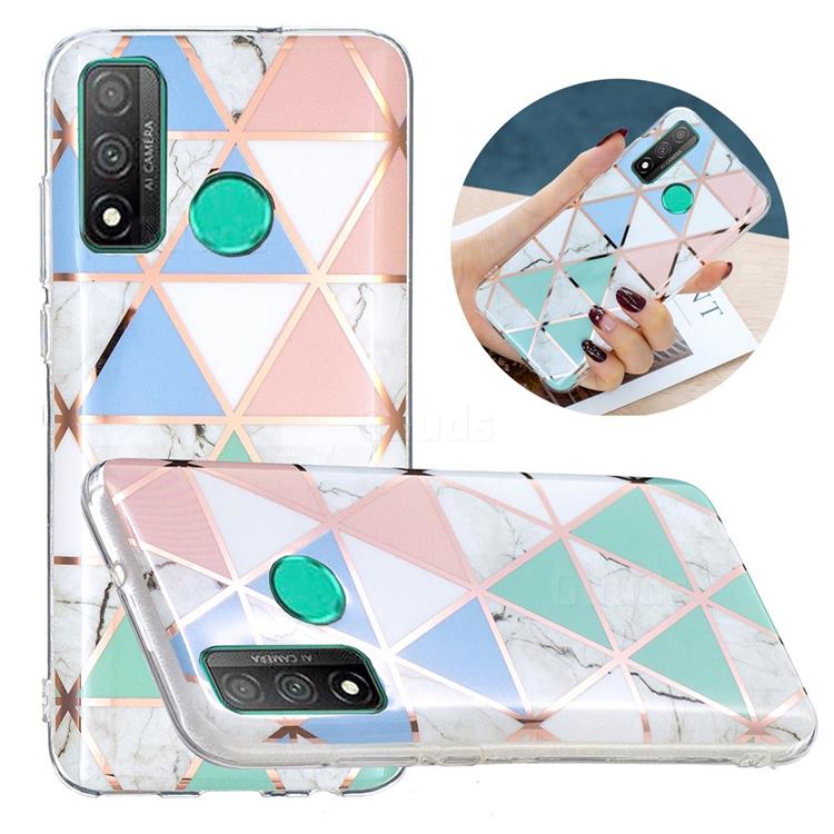 Fresh Triangle Painted Marble Electroplating Protective Case for Huawei P Smart (2020)