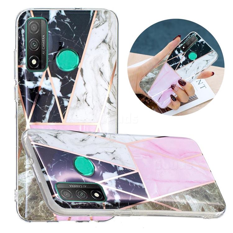 Pink and Black Painted Marble Electroplating Protective Case for Huawei P Smart (2020)
