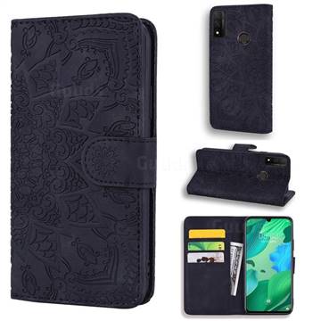 Retro Embossing Mandala Flower Leather Wallet Case for Huawei P Smart (2020) - Black
