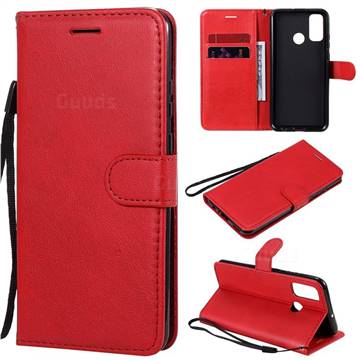 Retro Greek Classic Smooth PU Leather Wallet Phone Case for Huawei P Smart (2020) - Red