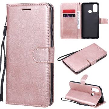 Retro Greek Classic Smooth PU Leather Wallet Phone Case for Huawei P Smart (2020) - Rose Gold