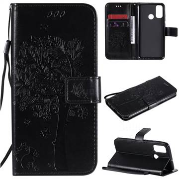 Embossing Butterfly Tree Leather Wallet Case for Huawei P Smart (2020) - Black