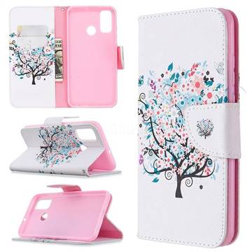 Colorful Tree Leather Wallet Case for Huawei P Smart (2020)