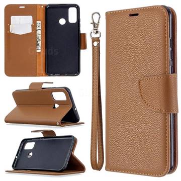 Classic Luxury Litchi Leather Phone Wallet Case for Huawei P Smart (2020) - Brown