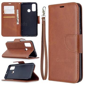 Classic Sheepskin PU Leather Phone Wallet Case for Huawei P Smart (2020) - Brown