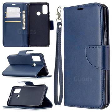 Classic Sheepskin PU Leather Phone Wallet Case for Huawei P Smart (2020) - Blue