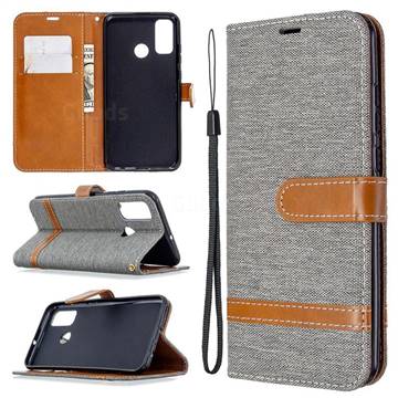 Jeans Cowboy Denim Leather Wallet Case for Huawei P Smart (2020) - Gray