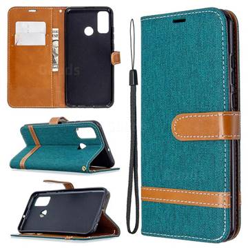 Jeans Cowboy Denim Leather Wallet Case for Huawei P Smart (2020) - Green