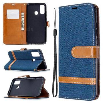 Jeans Cowboy Denim Leather Wallet Case for Huawei P Smart (2020) - Dark Blue
