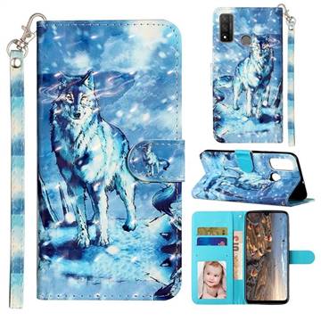 Snow Wolf 3D Leather Phone Holster Wallet Case for Huawei P Smart (2020)
