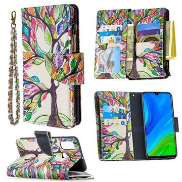 The Tree of Life Binfen Color BF03 Retro Zipper Leather Wallet Phone Case for Huawei P Smart (2020)
