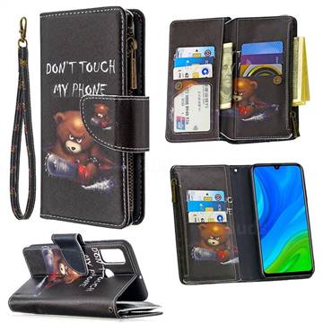 Chainsaw Bear Binfen Color BF03 Retro Zipper Leather Wallet Phone Case for Huawei P Smart (2020)