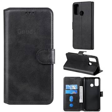 Retro Calf Matte Leather Wallet Phone Case for Huawei P Smart (2020) - Black