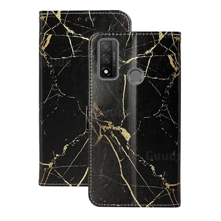 Black Gold Marble PU Leather Wallet Case for Huawei P Smart (2020)