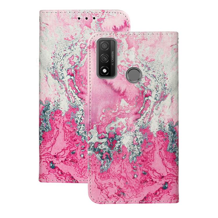 Pink Seawater PU Leather Wallet Case for Huawei P Smart (2020)