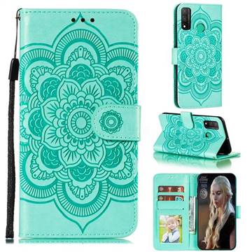 Intricate Embossing Datura Solar Leather Wallet Case for Huawei P Smart (2020) - Green